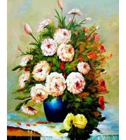 Картина из страз 30х40см. Весенние цветы. с подрамником. , с полным заполнением  (30 цв. )