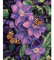 Картина из страз 40х50см. Бабочки на красивых цветах. с подрамником. , с полн. заполнением  (23 цв. )