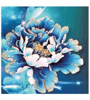 Картина из страз 20х20см. Красивый голубой цветок. с подрамником, с полн. заполнением  (18 цв. )